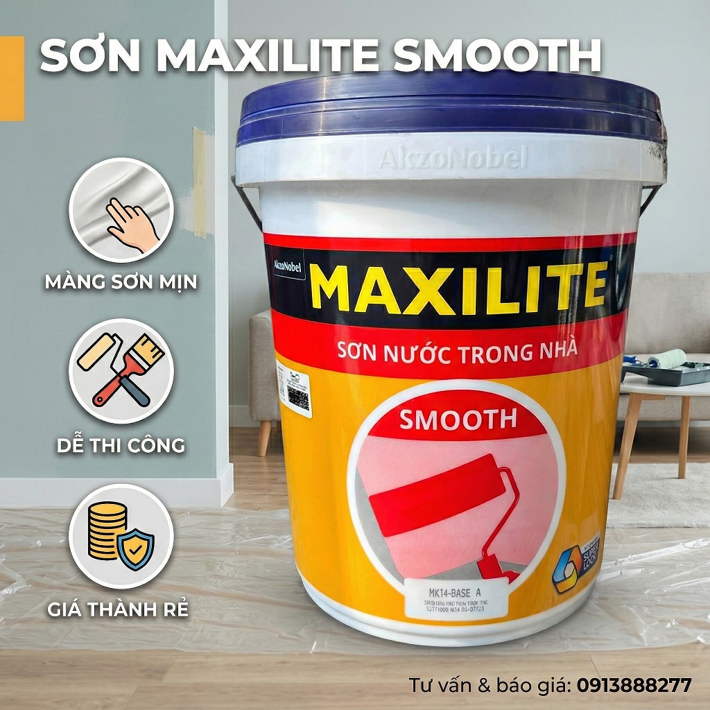 Sơn nội thất Maxilite Smooth ME5 màu sắc tươi sáng chất lượng giá kinh tế