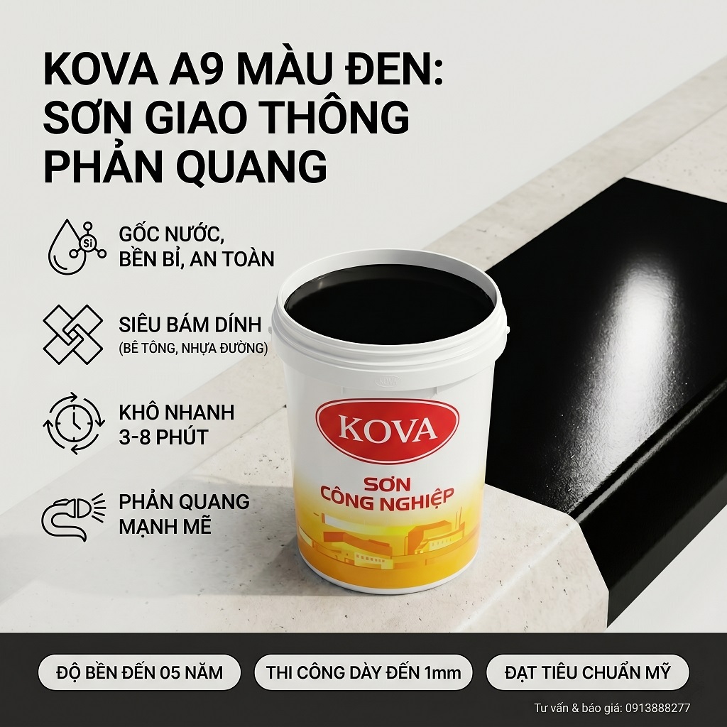 Sơn phản quang giao thông Kova A9 màu vàng
