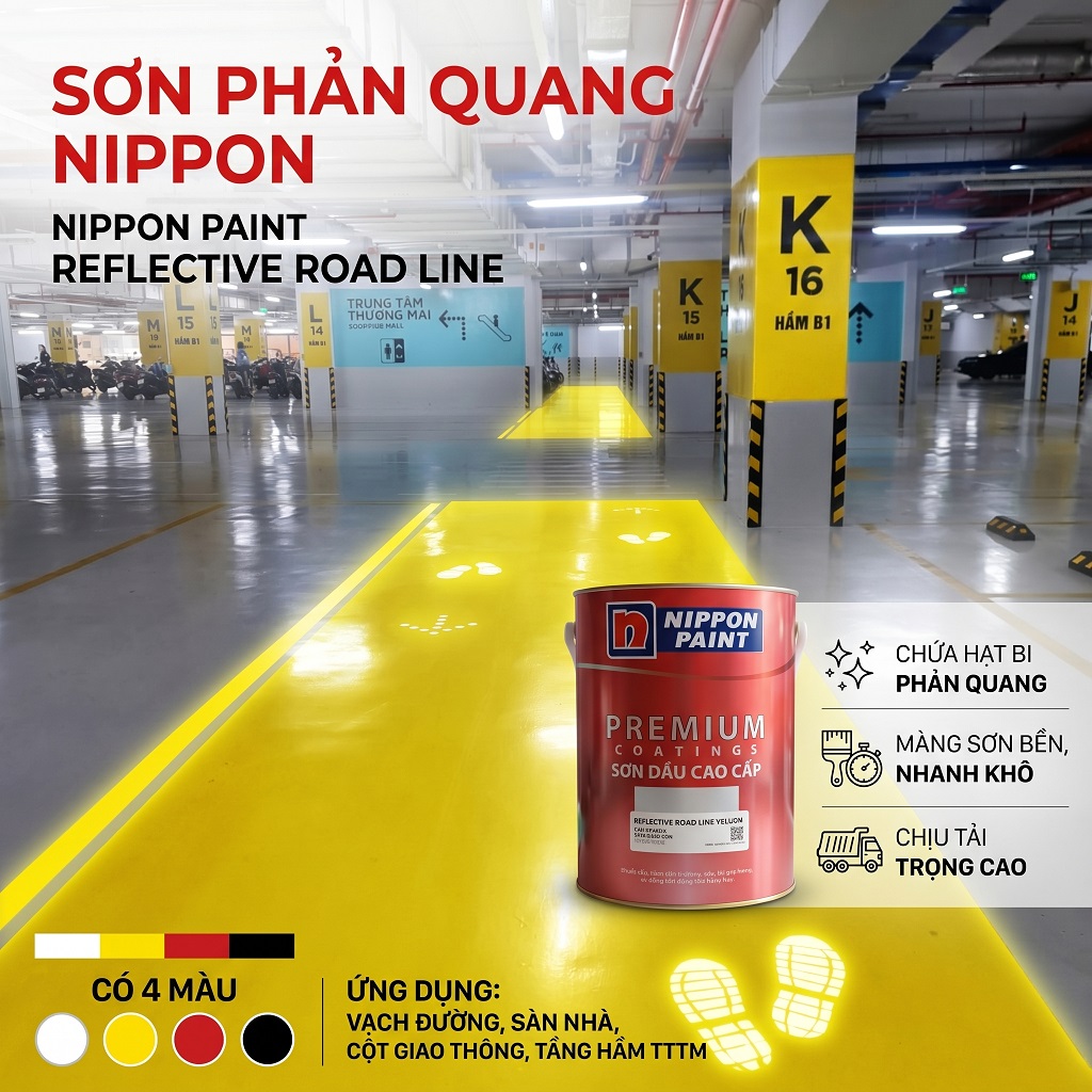 Sơn Phản Quang Nippon Reflective Road Line – Kẻ Vạch Đường Bền, Sáng Rõ Ngày Lẫn Đêm