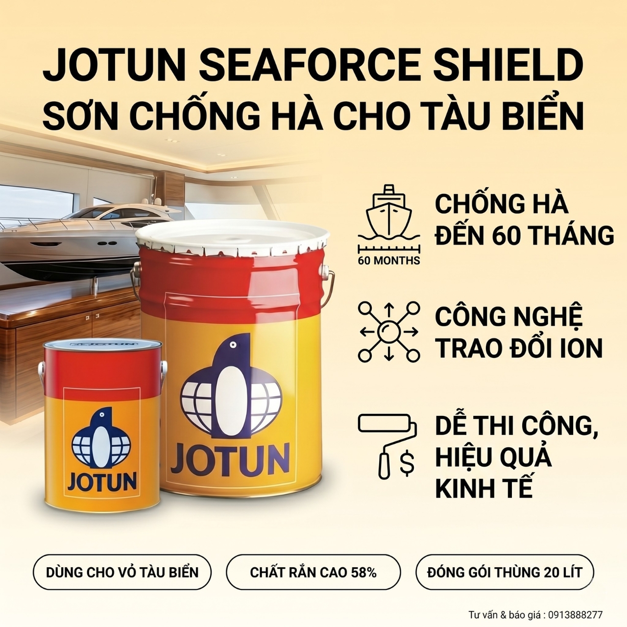 Sơn chống hà tự mài mòn vỏ tàu biển Jotun SeaForce Shield